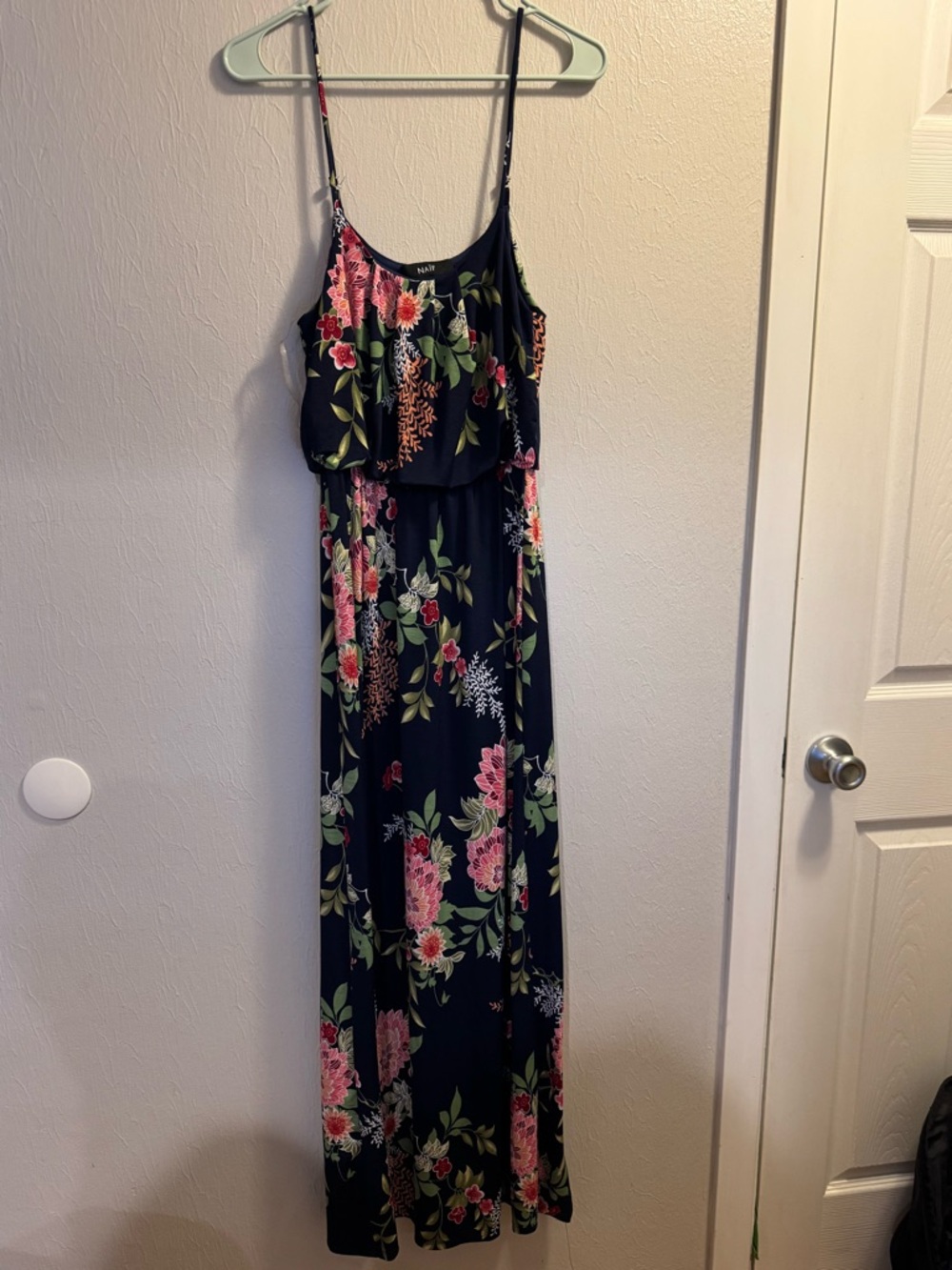 NAIF Navy Dress with Pink & Green Floral Print